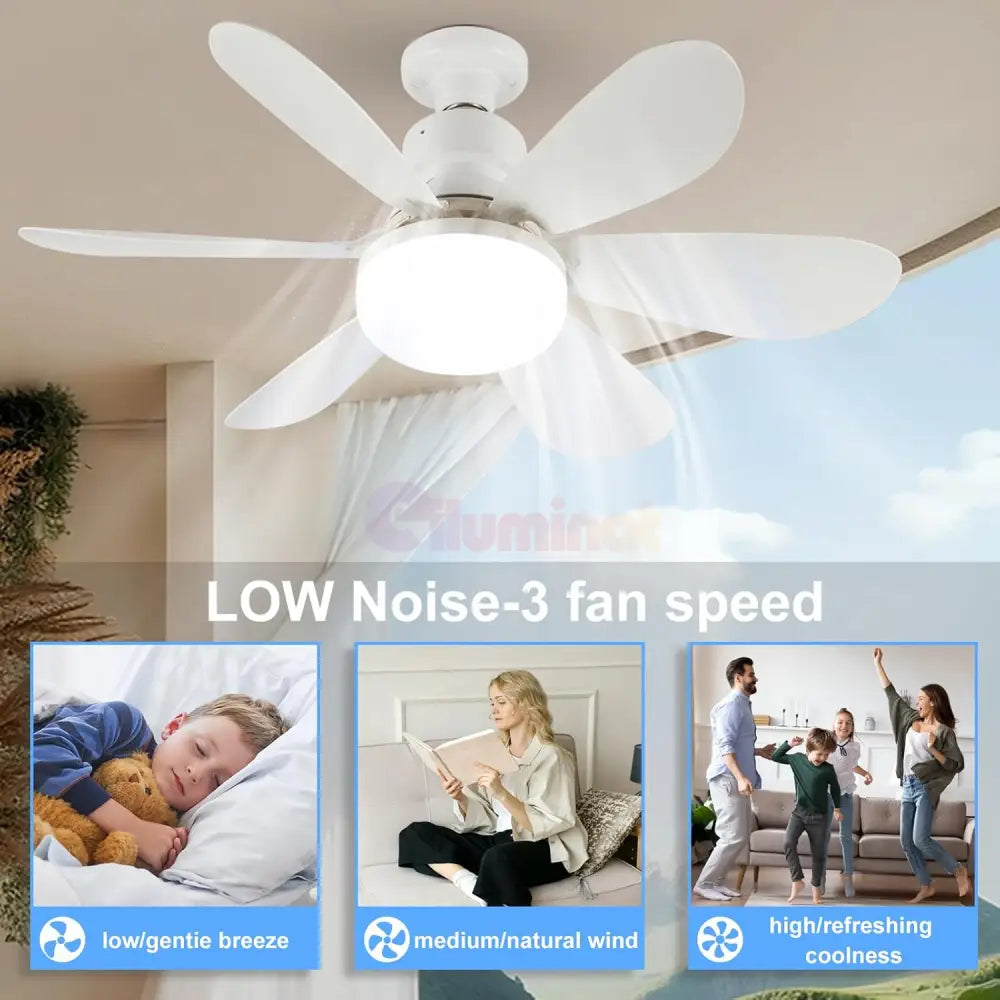 Bec LED E27 30W cu Ventilator 3 Lumini si telecomanda 3 FUNCTII / VENTILATOR / E27 Lighting Fixtures