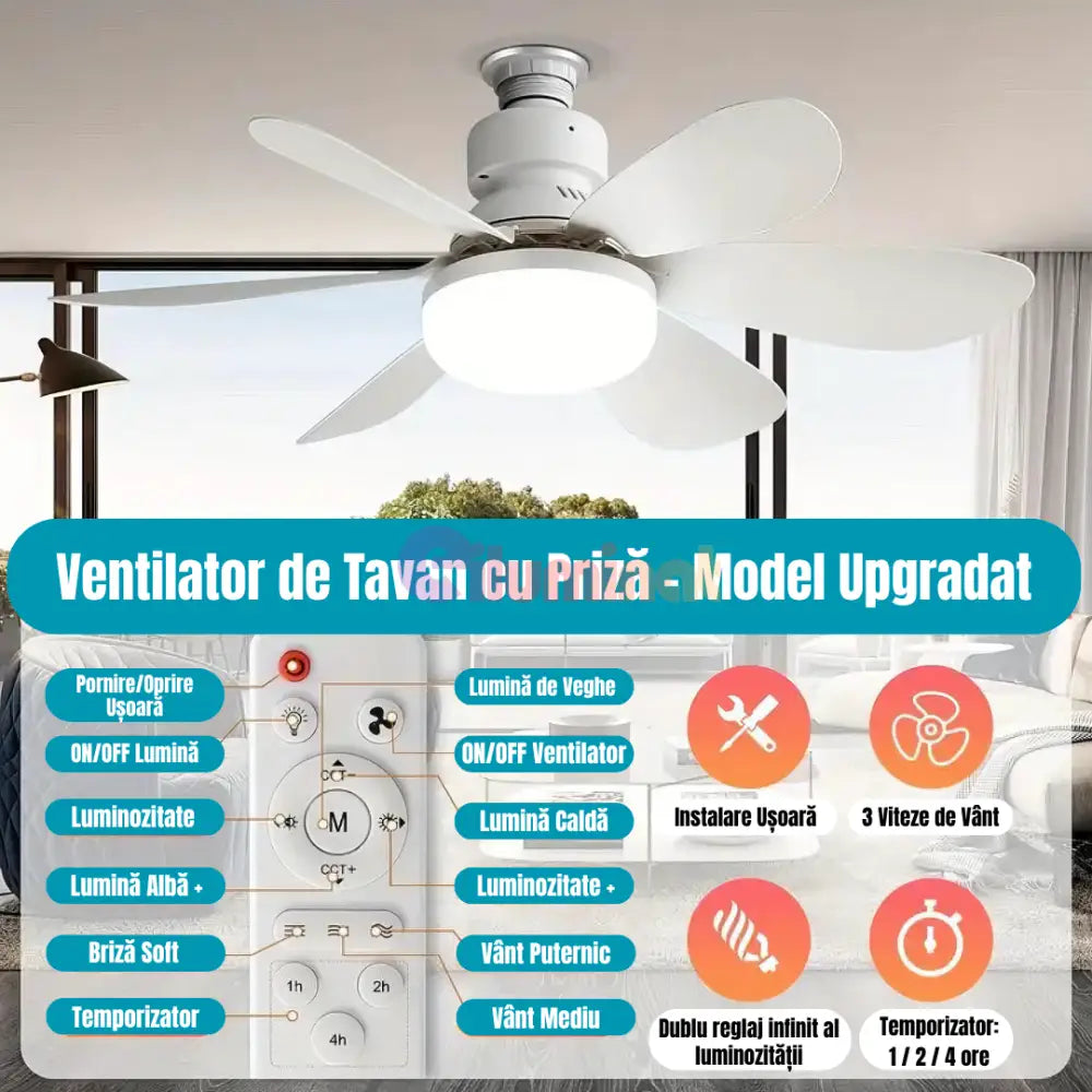 Ventilator Cu BEC LED + telecomanda💫 ALBA / VENTILATOR Lighting Fixtures