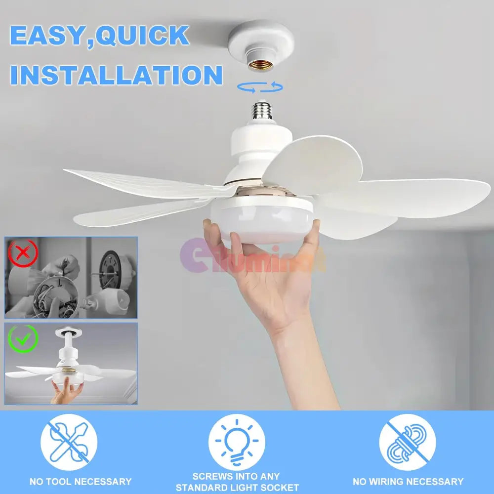 Bec LED E27 30W cu Ventilator 3 Lumini si telecomanda 3 FUNCTII / VENTILATOR / E27 Lighting Fixtures