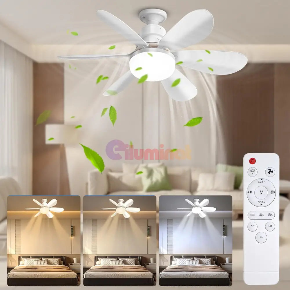 Bec LED E27 30W cu Ventilator 3 Lumini si telecomanda 3 FUNCTII / VENTILATOR / E27 Lighting Fixtures