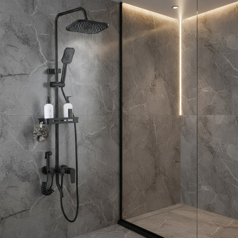 Coloana de Dus 1752 Negru Mat din Aluminiu Resigilat R2
