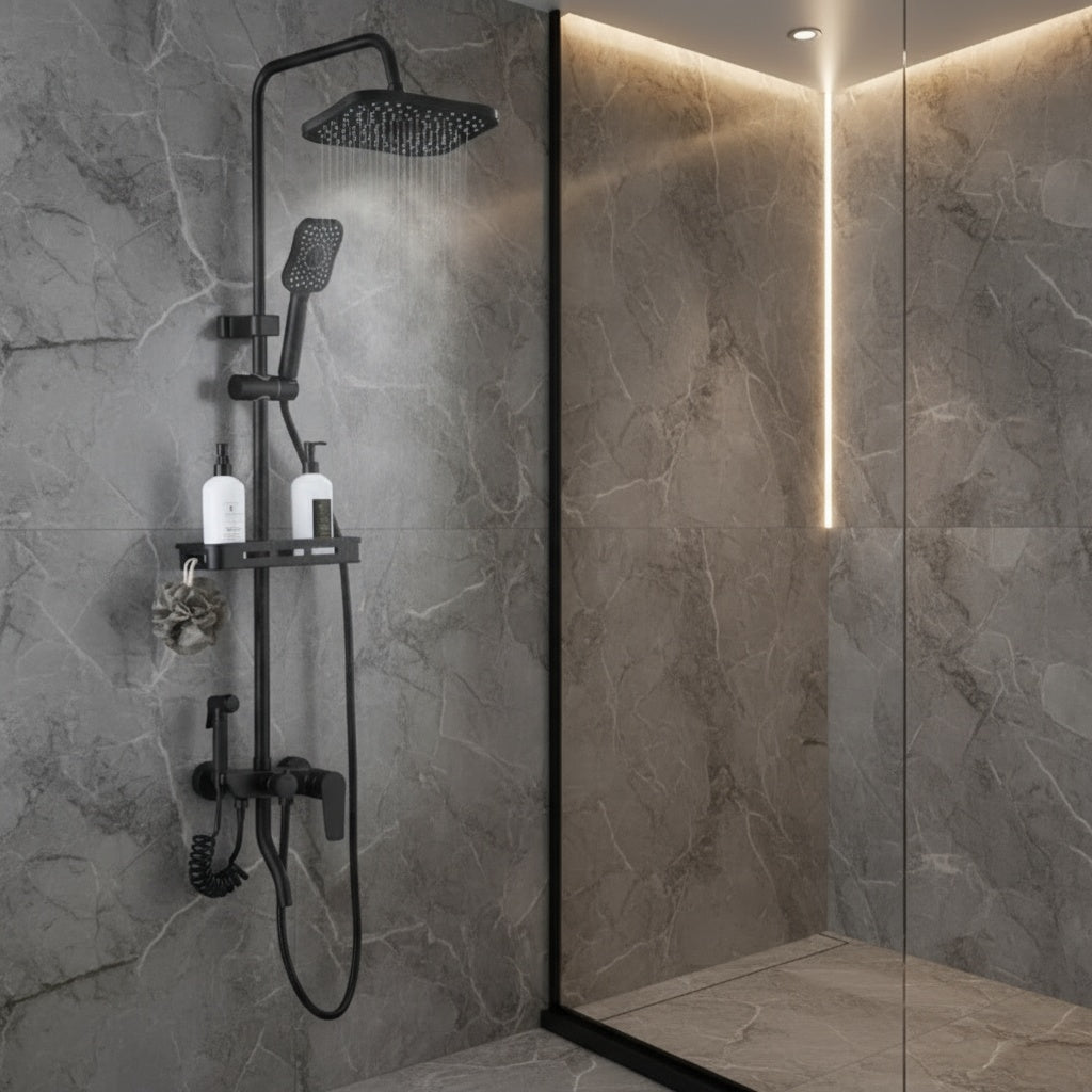 Coloana de Dus Negru Mat din Aluminiu