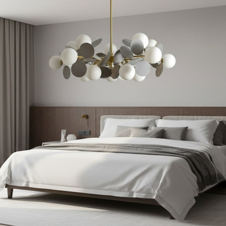 Lustra Suspendata SELVA Gold & Grey Abajur Mat Chandeliers