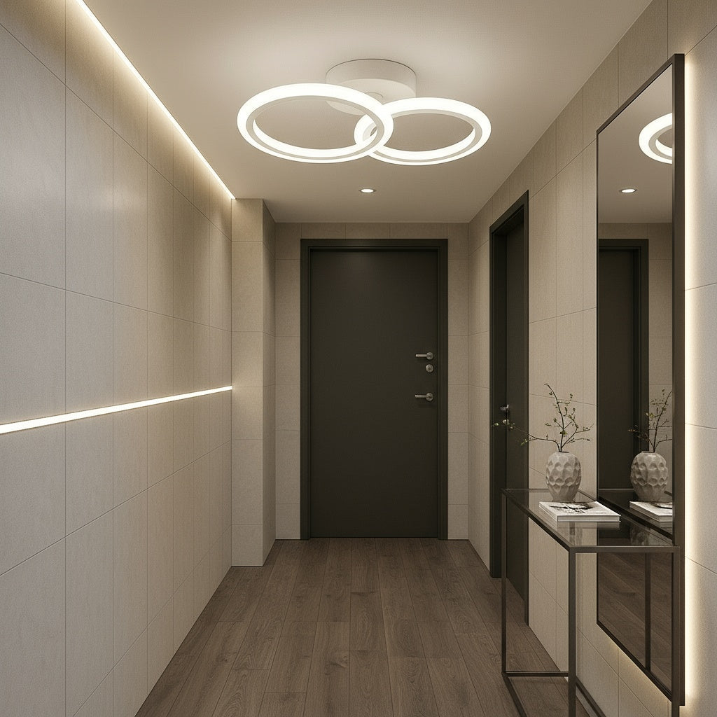 Lustra LED 1 + 1 Circle Design Alb Echivalent 300W Telecomanda ALBA / CIRCLE DESIGN Lighting Fixtures