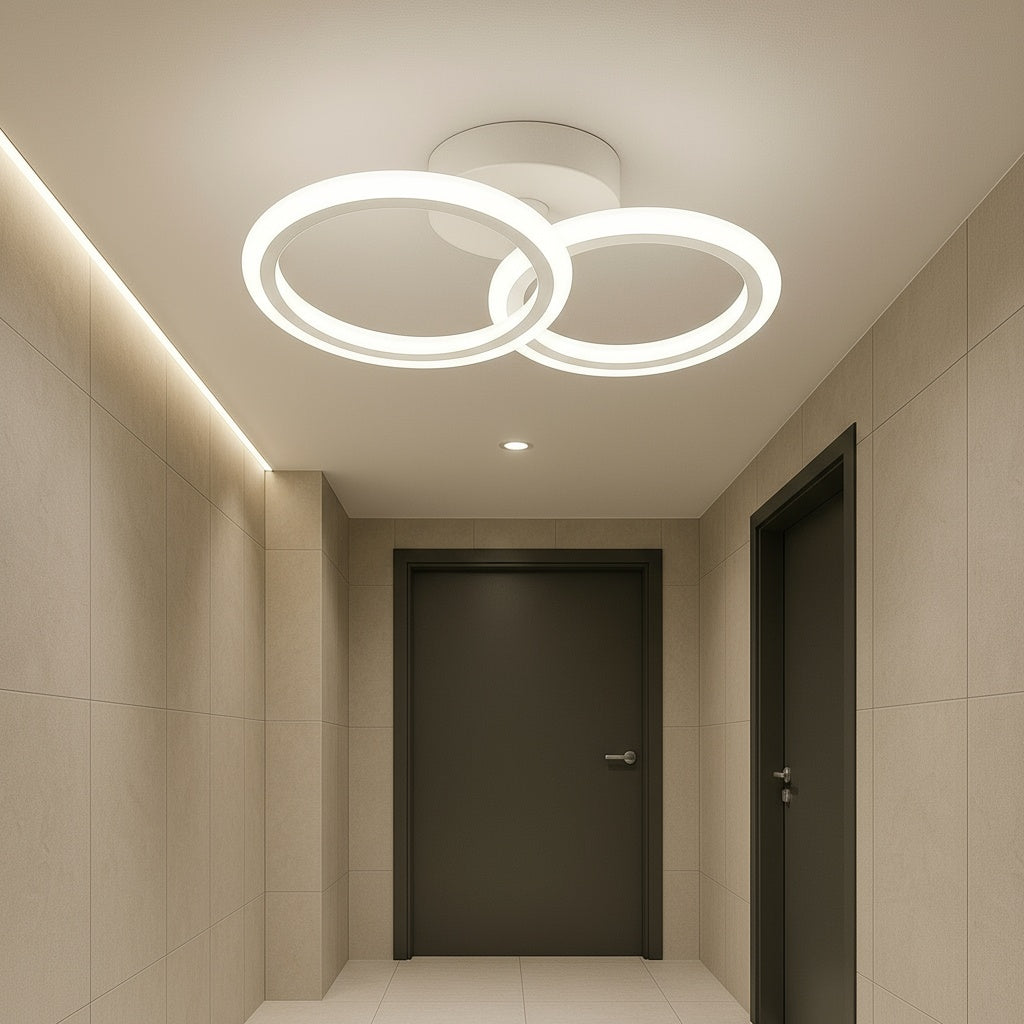 Lustra LED 1 + 1 Circle Design Alb Echivalent 300W Telecomanda ALBA / CIRCLE DESIGN Lighting Fixtures