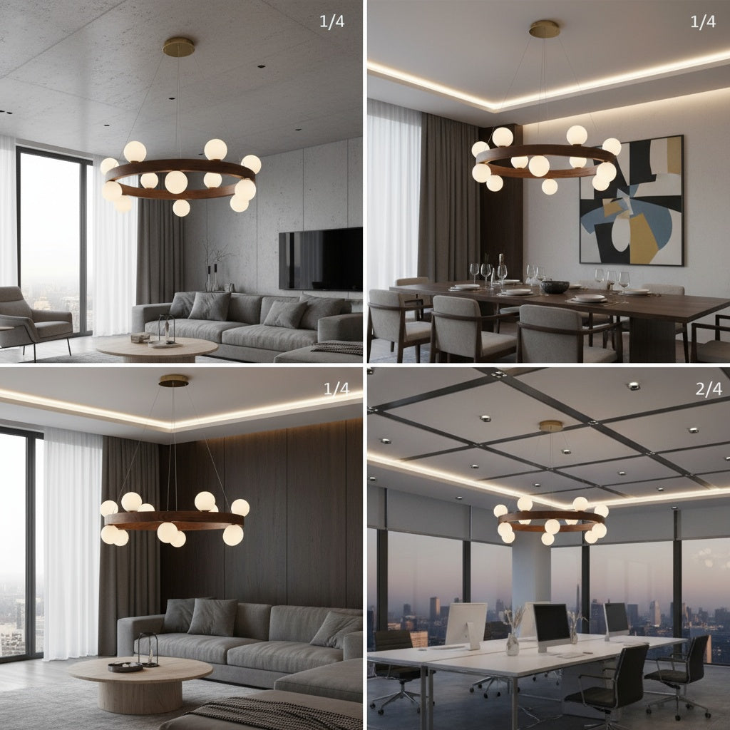 Lustra LED Abajur ZAVI 12xG9 Wood