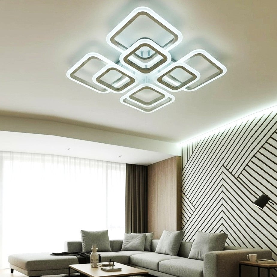 Lustra LED 4 + 4 SQUARE GIGANT Echivalent 1000W Telecomanda ALBA / SQUARE DESIGN Lighting Fixtures