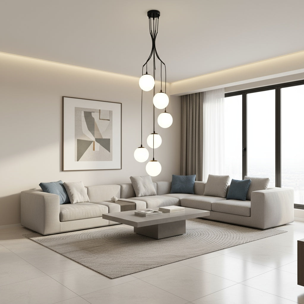 Lustra Abajur 6xE27 Saro Black Chandeliers