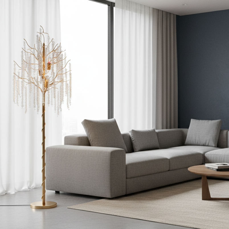 Lampadar Cristal LUXURY Golden Willow 175CM