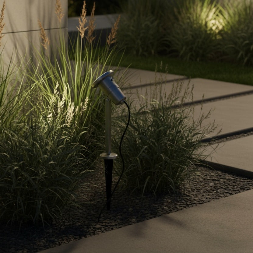 Stalp De Gradina cu Proiector Reglabil NEMA Silver IP54