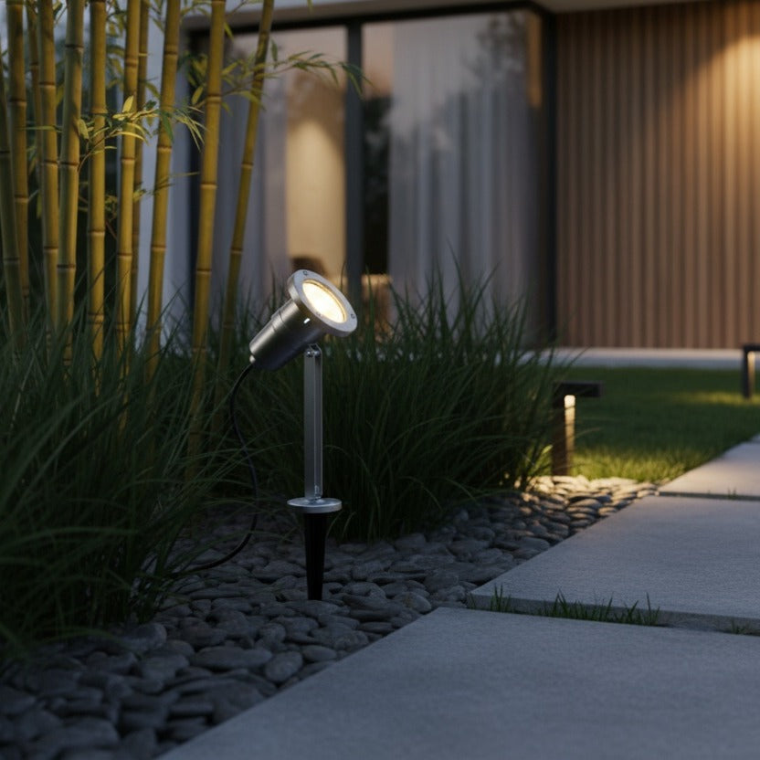 Stalp De Gradina cu Proiector Reglabil NEMA Silver IP54