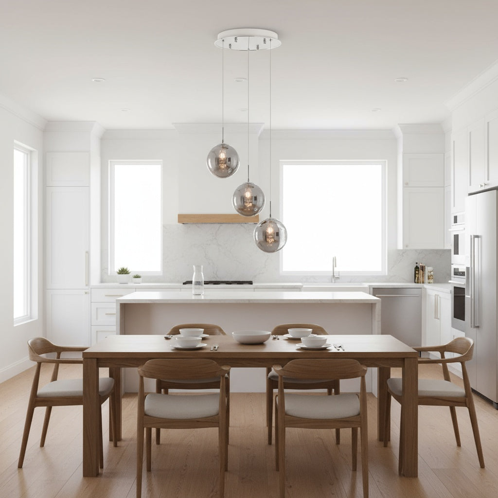 Lustra Suspendata LIMA Silver Abajur Fumuriu 3xG9