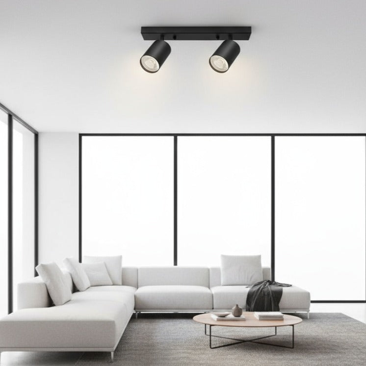 Lustra Neagra Liniara cu 2 Spoturi Reglabile 2xGU10 Lighting Fixtures