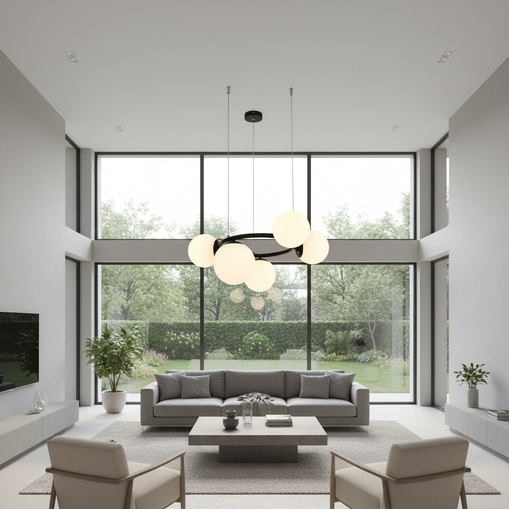 Lustra Suspendata DIONIS Black Abajur Mat 5xE27 Chandeliers