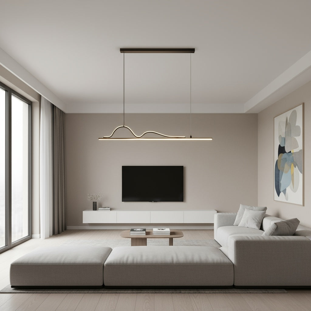 Lustra LED Snake Suspendata Black Echivalent 400W Telecomanda Lighting Fixtures