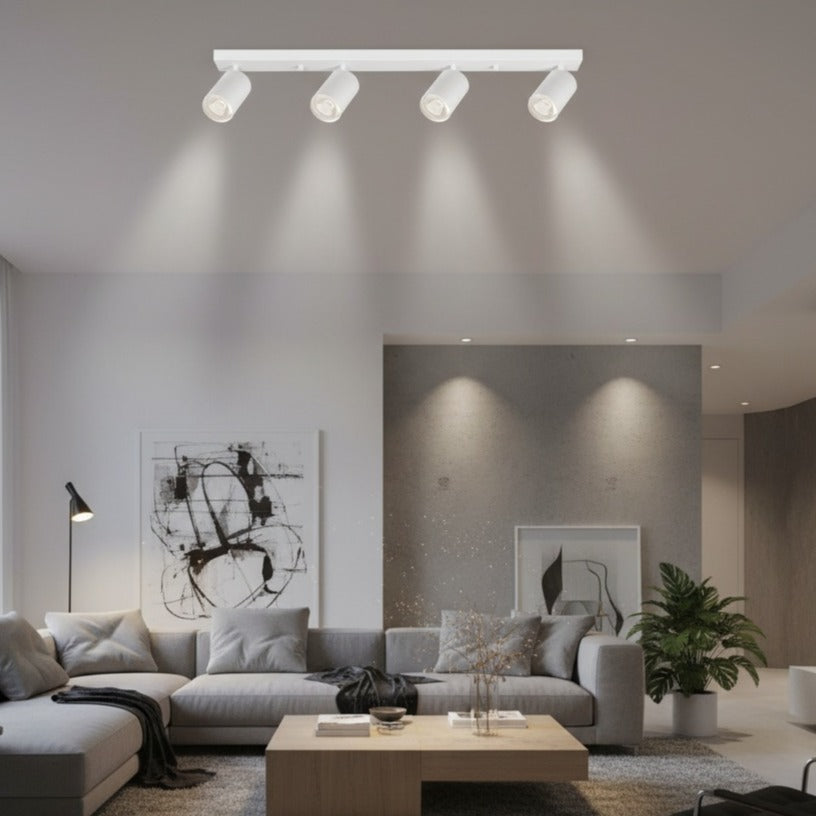 Lustra Alba Liniara cu 4 Spoturi Reglabile 4xGU10 Lighting Fixtures
