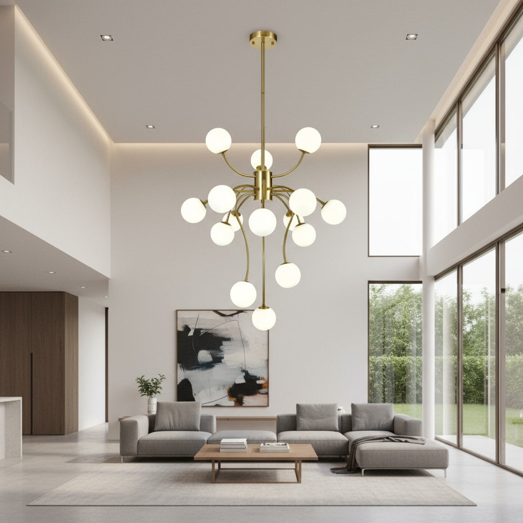 Lustra Suspendata REVSA Gold Abajur Mat 15xG9 Chandeliers