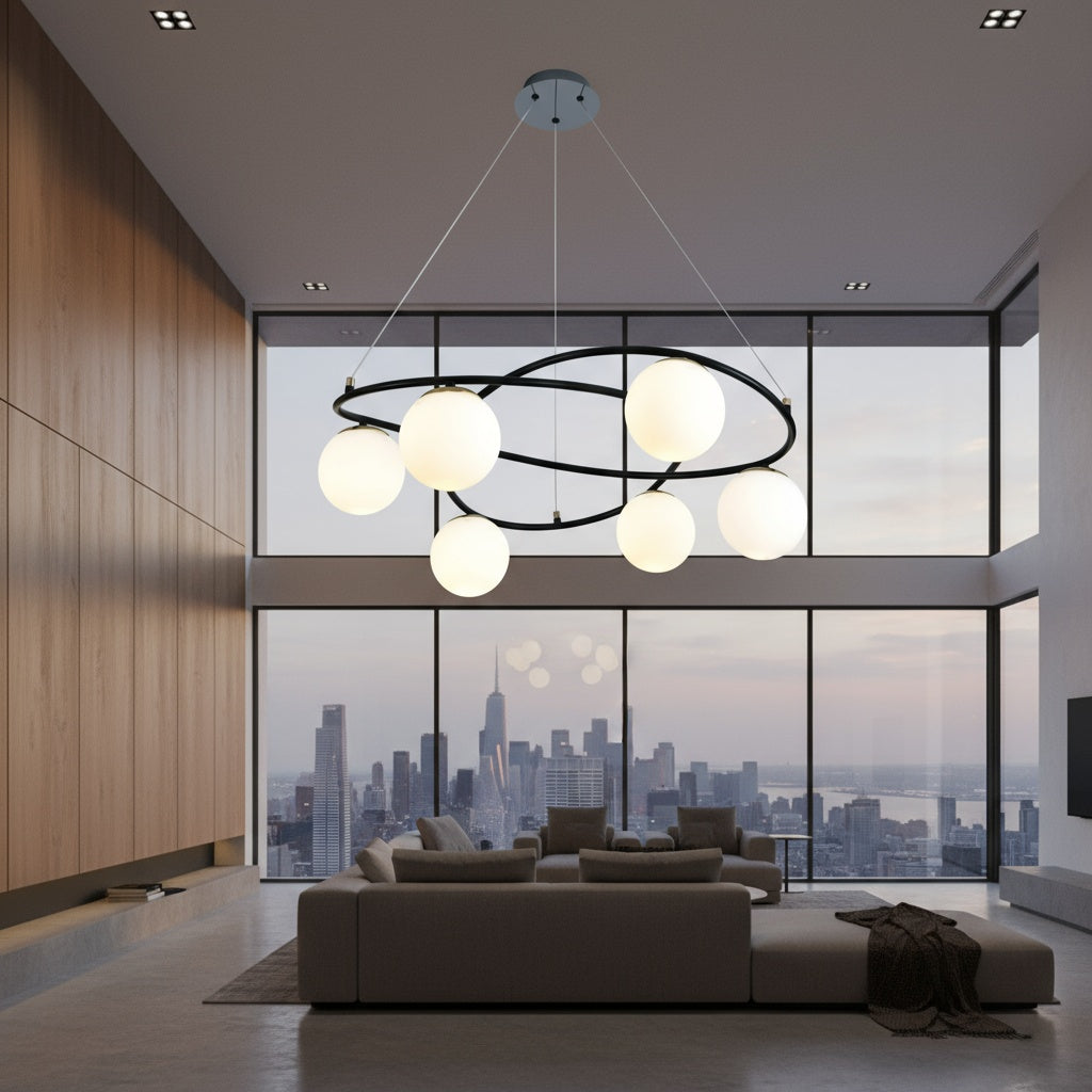 Lustra Suspendata DIONIS Black Abajur Mat 6xE27 Chandeliers