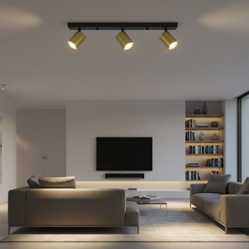 Lustra Negru & Auriu Liniara cu 3 Spoturi Reglabile 3xGU10 Lighting Fixtures