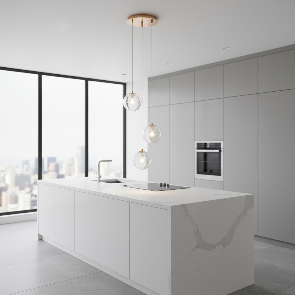 Lustra KENA Gold Abajur Transparent 3xG9