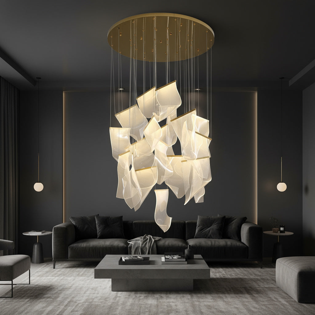 Lustra LED Luxury PAPER QUILL GOLD 18Elemente Echivalent 350W Telecomanda