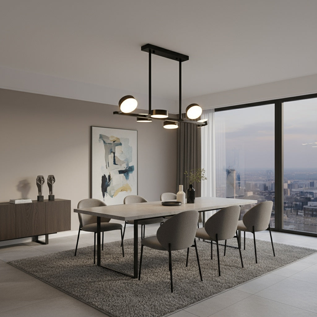 Lustra LED Nordic Style WELA Black Echivalent 500W Telecomanda led ceiling light