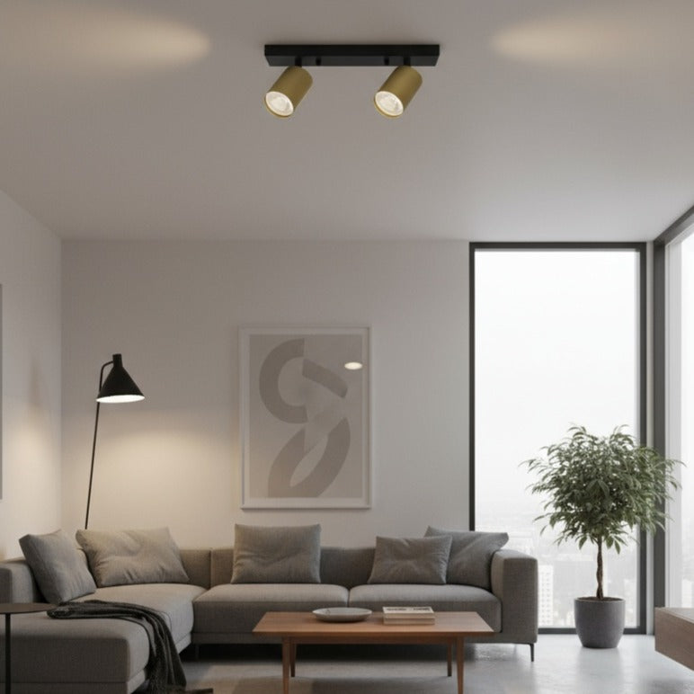 Lustra Negru & Auriu Liniara cu 2 Spoturi Reglabile 2xGU10 Lighting Fixtures