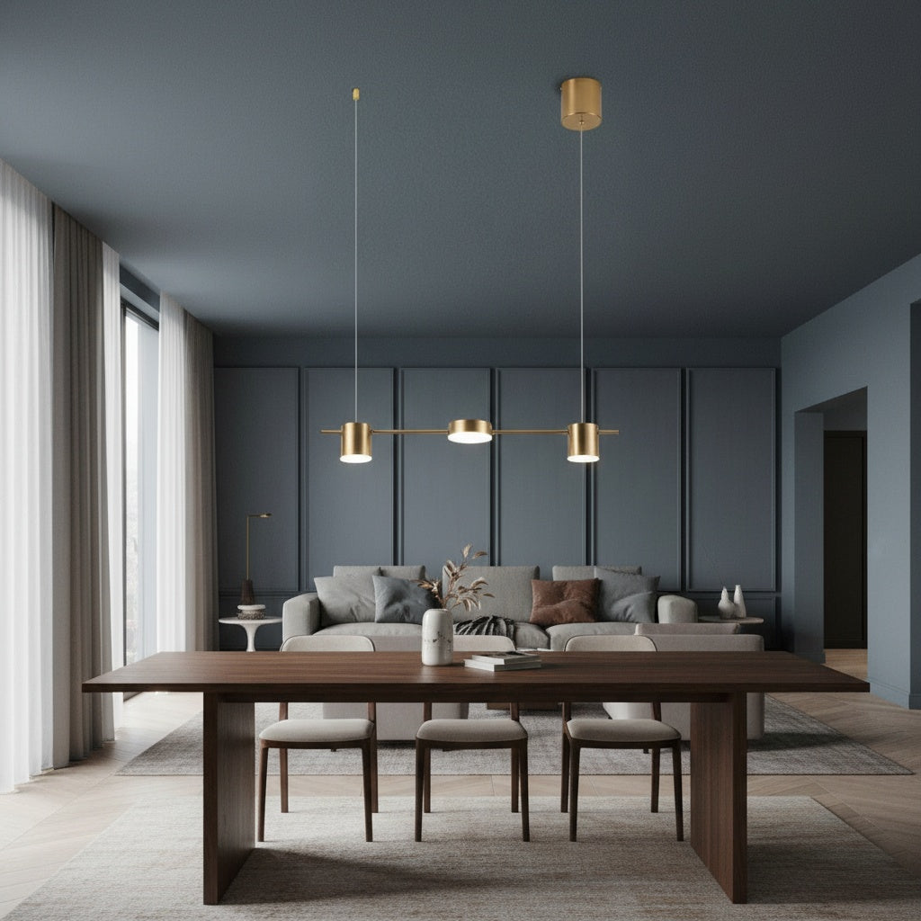 Lustra LED Suspendata Nordic Style Gold Echivalent 200W Telecomanda Lighting Fixtures