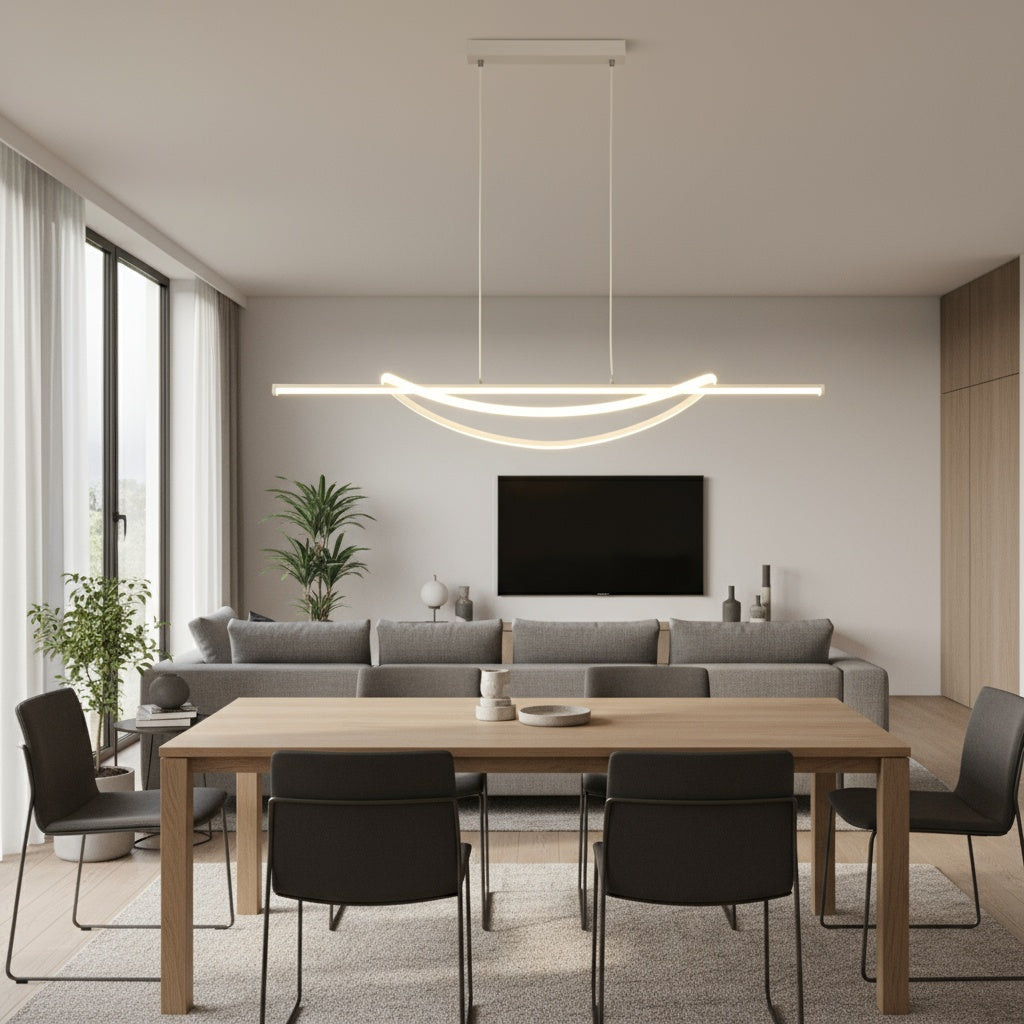 Lustra LED SIMA Suspendata White Echivalent 500W Telecomanda Lighting Fixtures