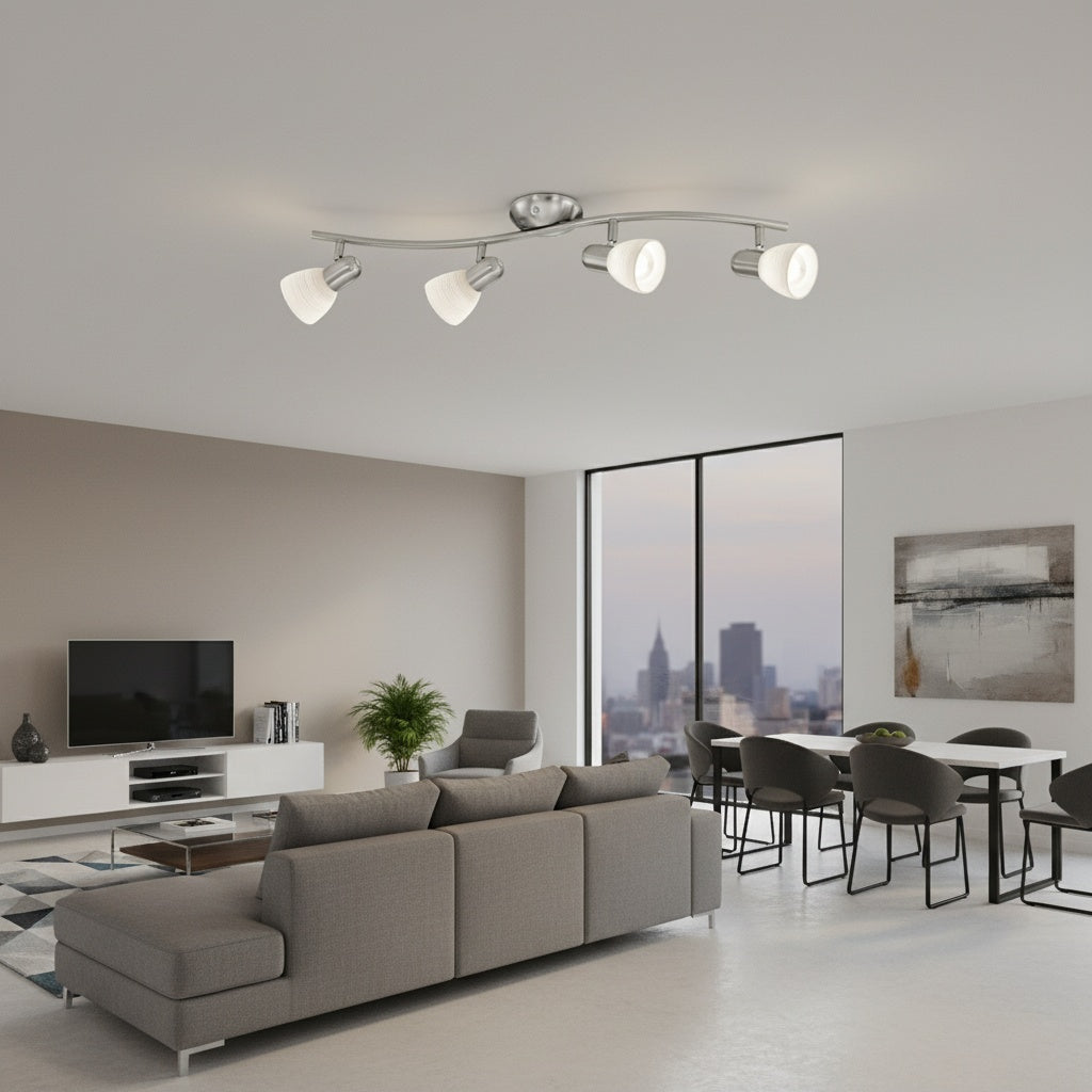 Lustra DAKAR 1 cu 4 Spoturi White & Silver 65CM 65CM Chandeliers