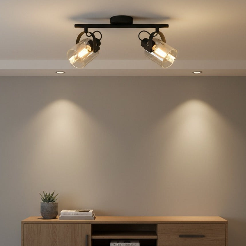 Lustra Cu 2 Spoturi Reglabile Black BERREGAS 44CM Lighting Fixtures