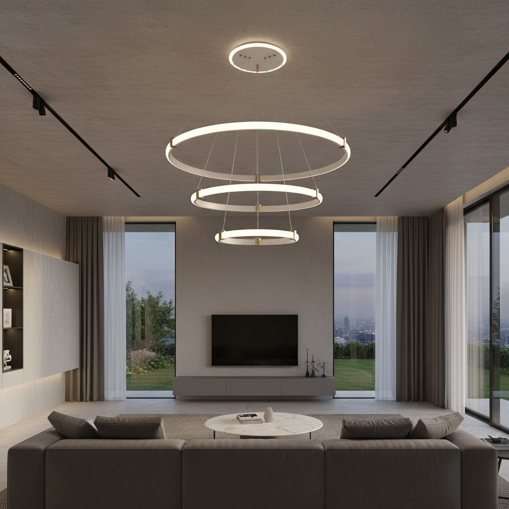 Lustra LED Suspendata ZENO White 3 Segmente Echivalent 400W Telecomanda