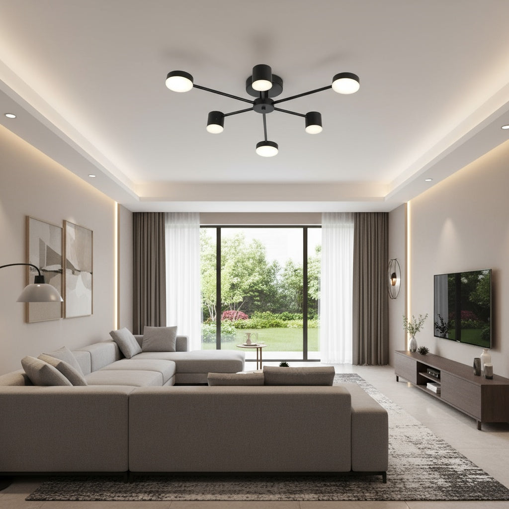 Lustra LED Nordic Style WEB Black Echivalent 300W Telecomanda led ceiling light