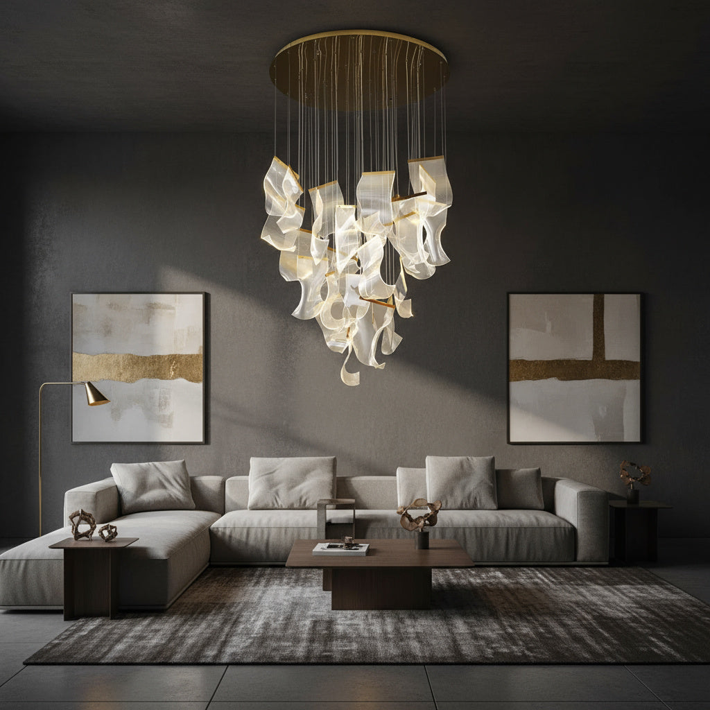 Lustra LED Luxury PAPER QUILL GOLD 25 Elemente Echivalent 500W