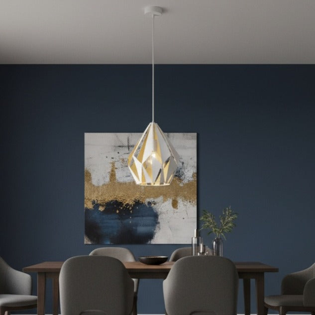 Pendul CARLTON 1 White & Gold 110CM Eglo ALBA / VINTAGE SI RETRO DESIGN Lighting Fixtures