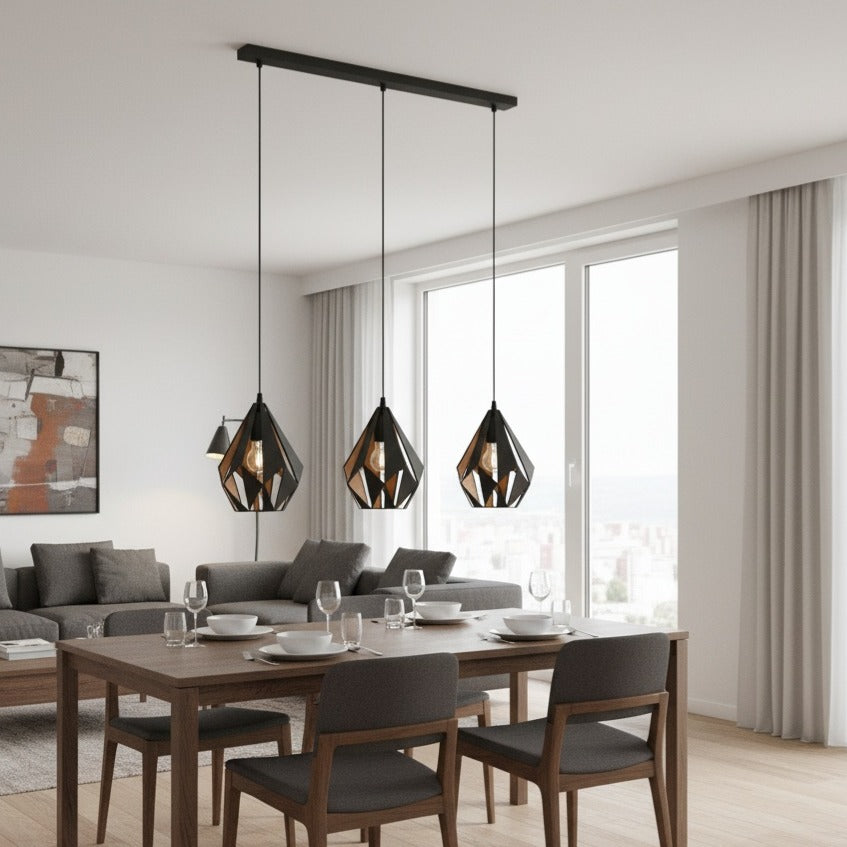 Lustra Suspendata CARLTON 1 Black 110CM NEAGRA / VINTAGE SI RETRO DESIGN / 110CM Chandeliers