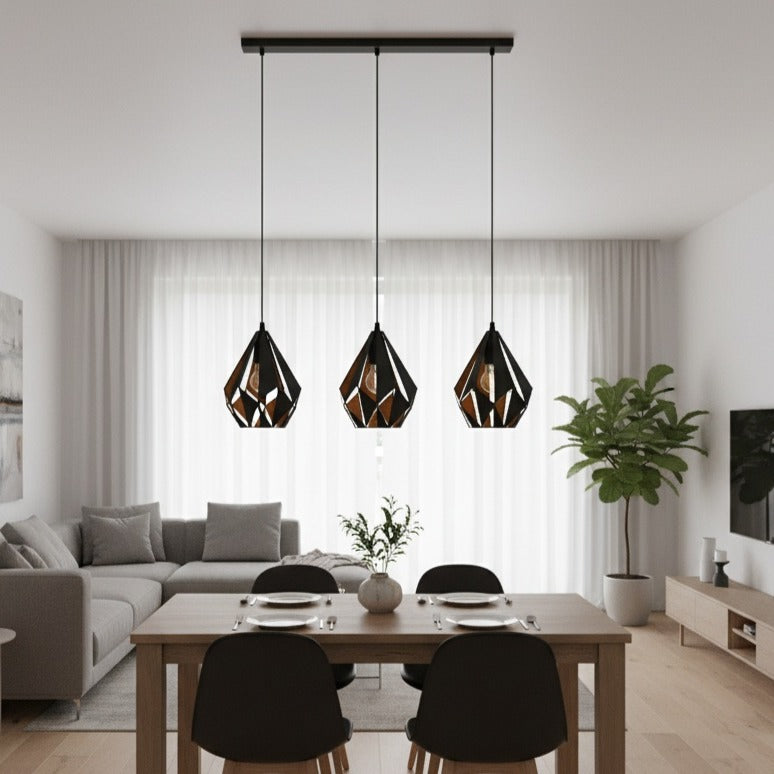 Lustra Suspendata CARLTON 1 Black 110CM NEAGRA / VINTAGE SI RETRO DESIGN / 110CM Chandeliers