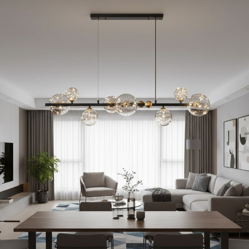 Lustra LED Black Sparkle Abajur Transparent Echivalent 300W