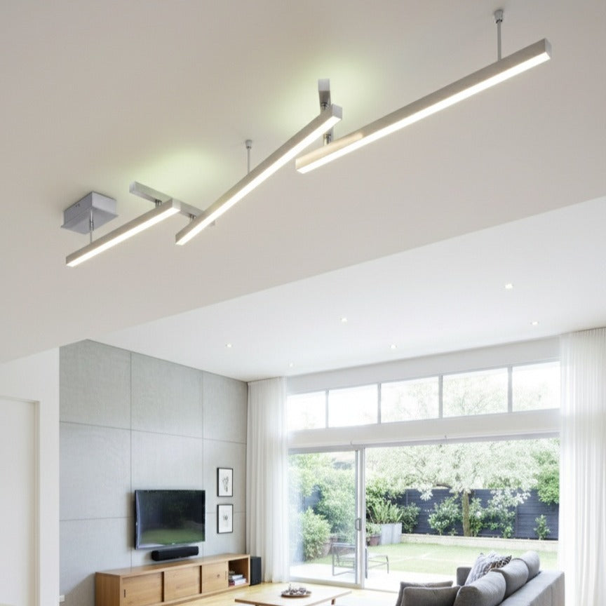 Lustra LED RGBW MELBY Reglabila Argintie 242cm Echivalent 300W Telecomanda 242CM / MINIMALIST DESIGN / ARGINTIE