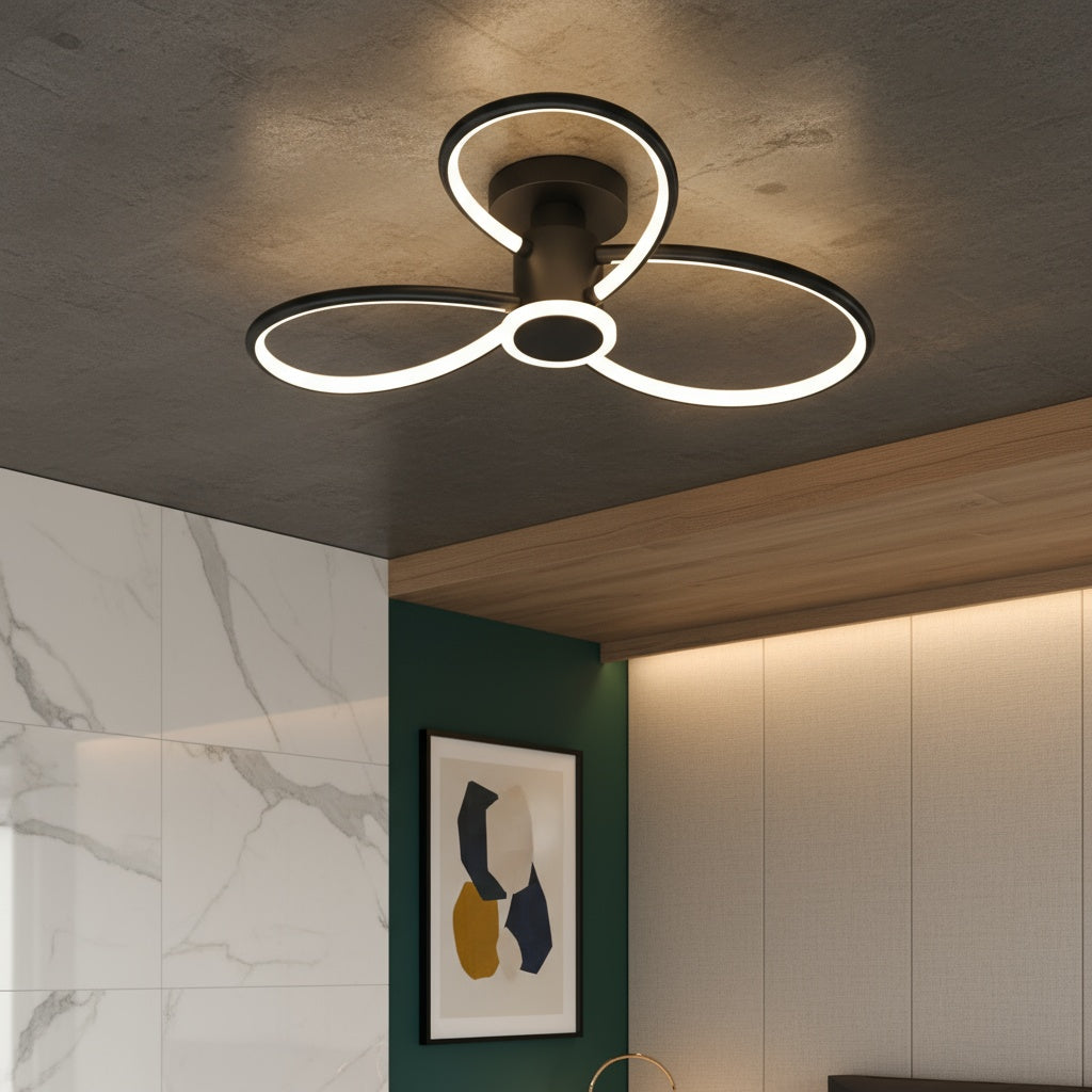 Lustra LED Lymon Neagra Echivalent 480W Telecomanda NEAGRA Lighting Fixtures