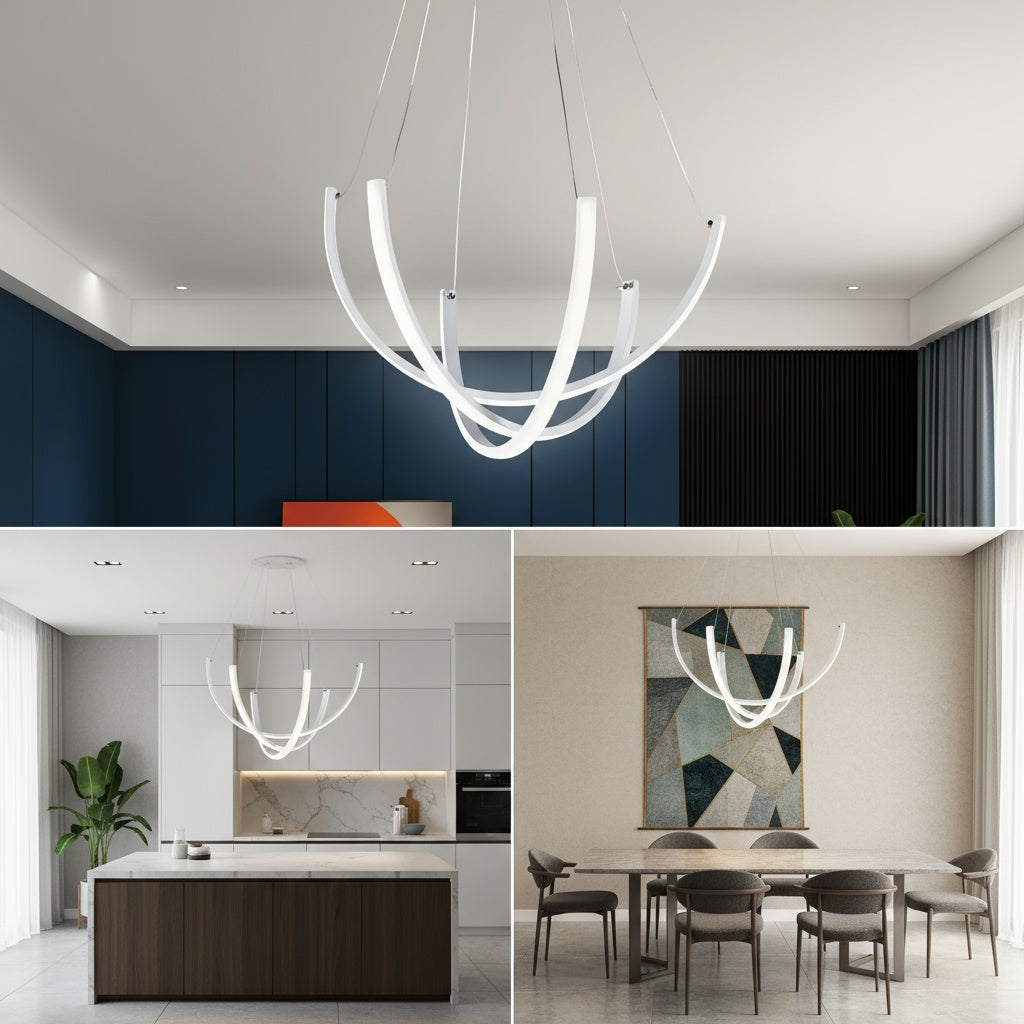 Lustra LED Suspendata NOVIQ Alba Echivalent 600W Telecomanda