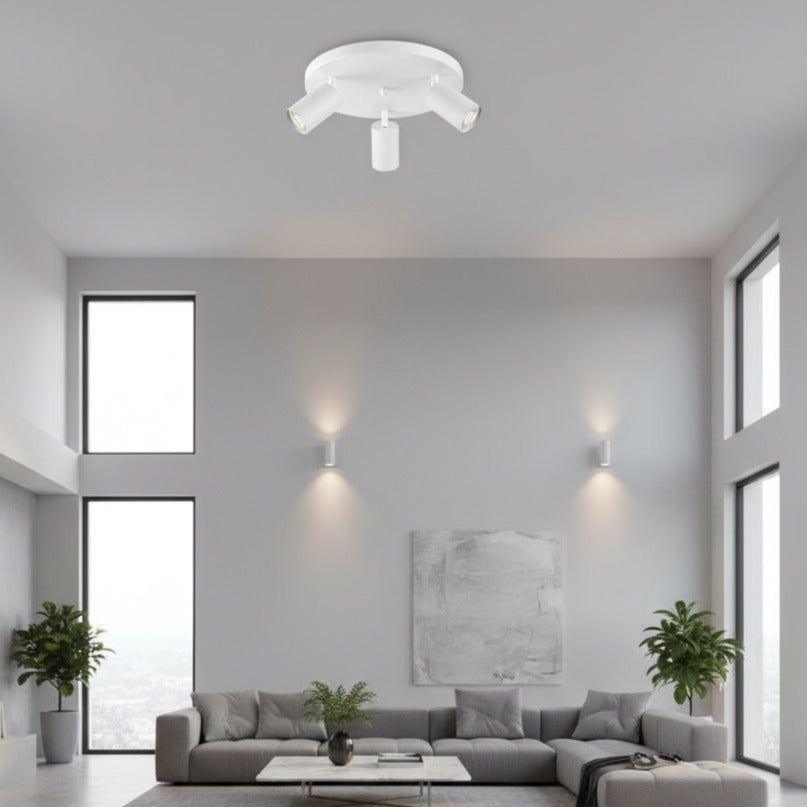 Lustra Alba cu 3 Spoturi Reglabile Suport Rotund 3xGU10 Lighting Fixtures