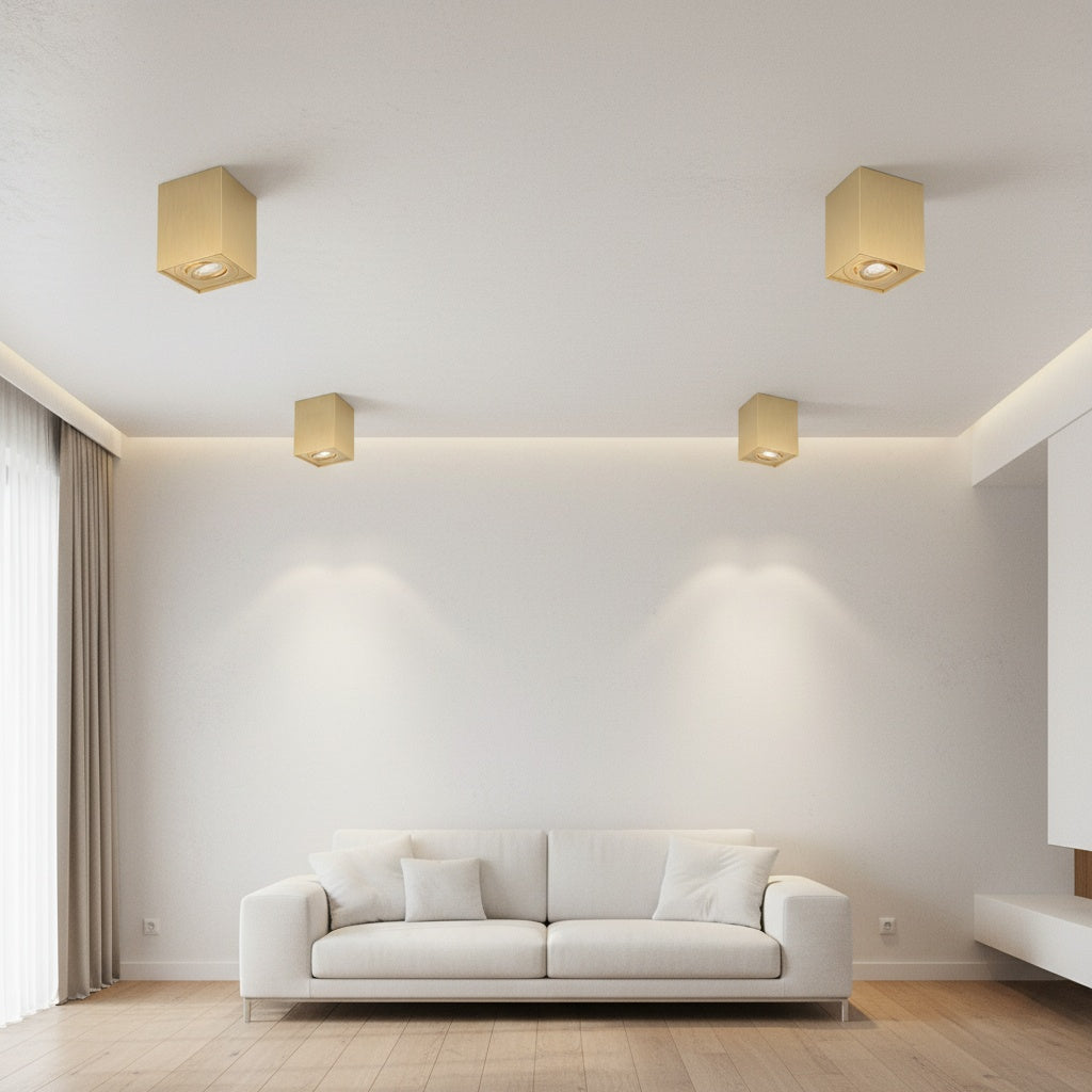 Spot Aplicat Patrat Fascicul Reglabil Auriu Dulie GU10 L80xH100mm led ceiling light