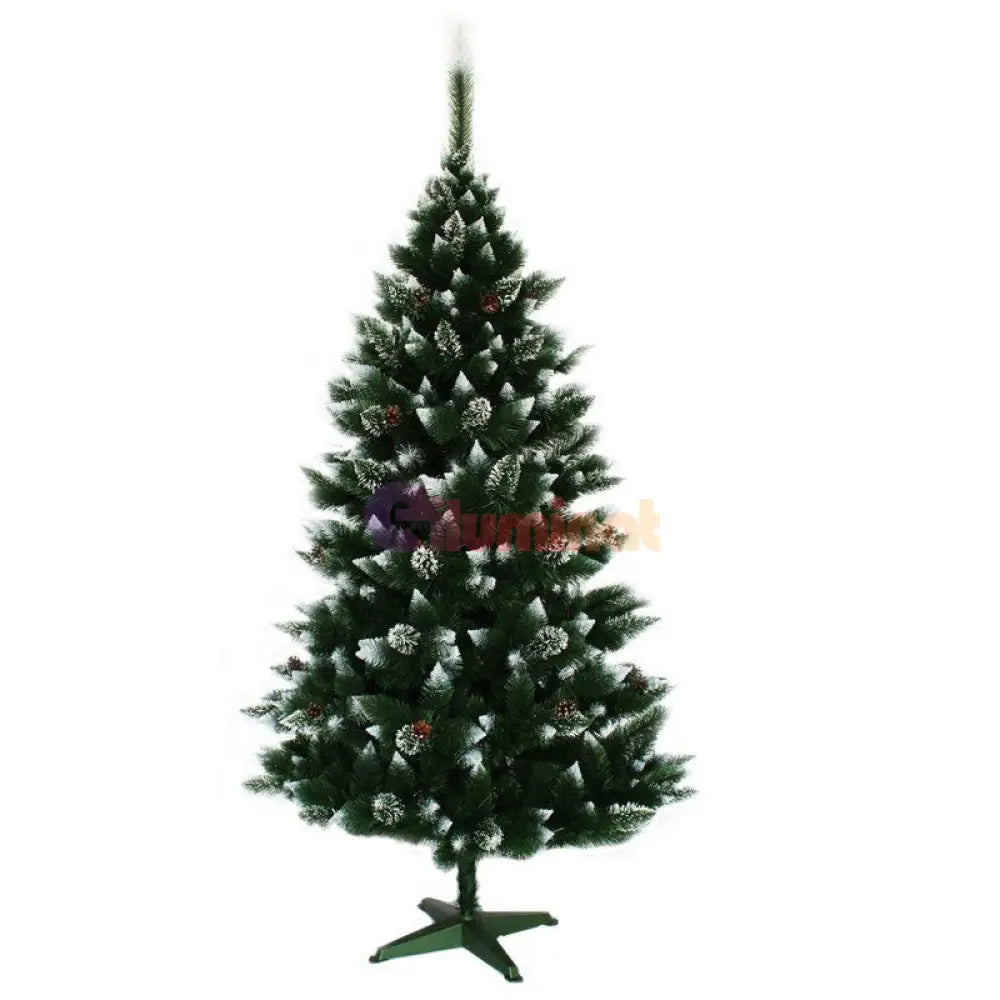 Brad Artificial De Craciun 150Cm Cu Conuri Si Varfuri Albe Aspect Natural Christmas Tree