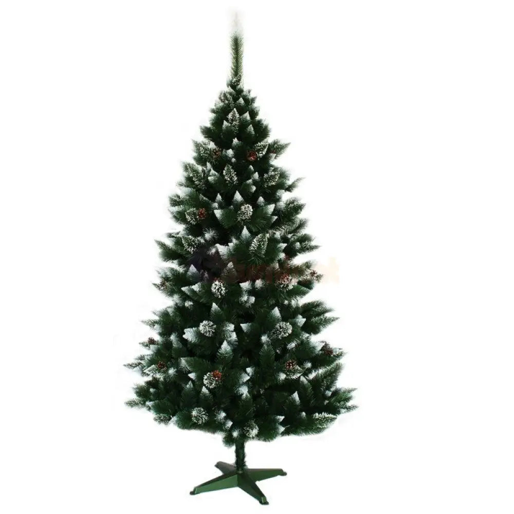 Brad Artificial De Craciun 180Cm Cu Conuri Si Varfuri Albe Aspect Natural Christmas Tree