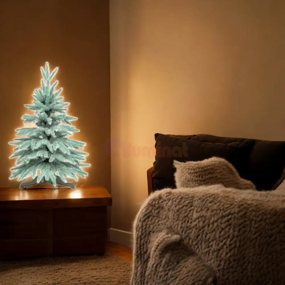 Brad Artificial De Craciun 60Cm Nordic Blue 62 Ramuri Cu Ace 3D Aspect Natural Christmas Tree