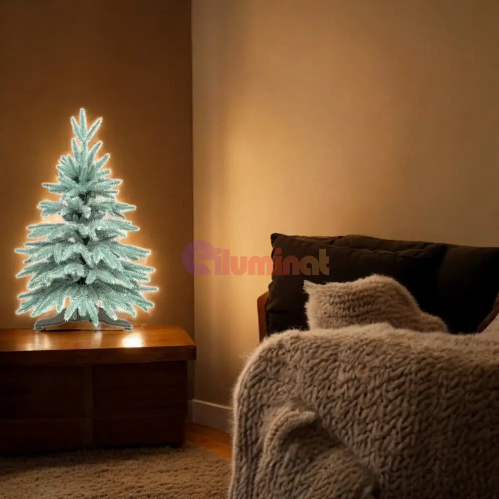 Brad Artificial De Craciun 60Cm Nordic Blue 62 Ramuri Cu Ace 3D Aspect Natural Christmas Tree