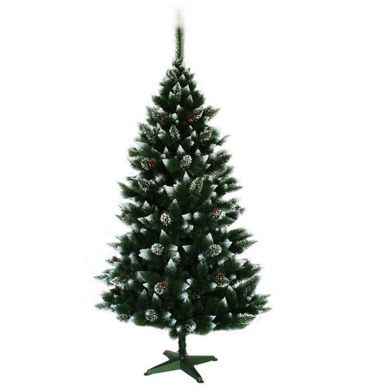 Brad Artificial De Craciun 150Cm Cu Conuri Si Varfuri Albe Aspect Natural Christmas Tree