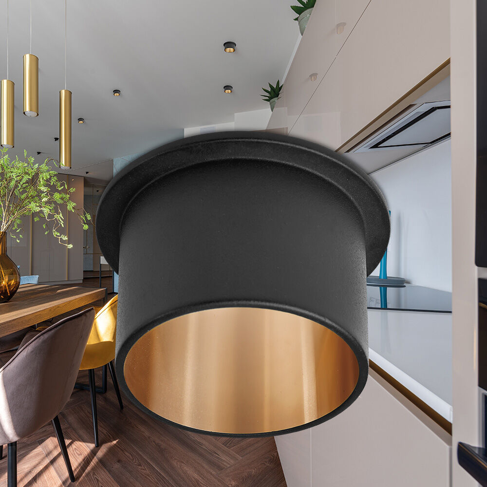 Spot Incastrat Rotund Negru & Auriu Dulie GU10 Ø70x63mm led ceiling light