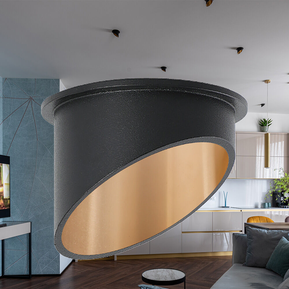 Spot Incastrat Rotund Negru & Auriu Dulie GU10 Ø70x69mm led ceiling light